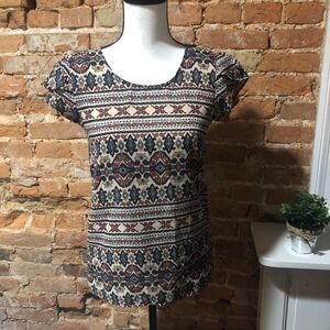 JAPNA TRIBAL/SOUTHWESTERN PRINT BLOUSE -XS